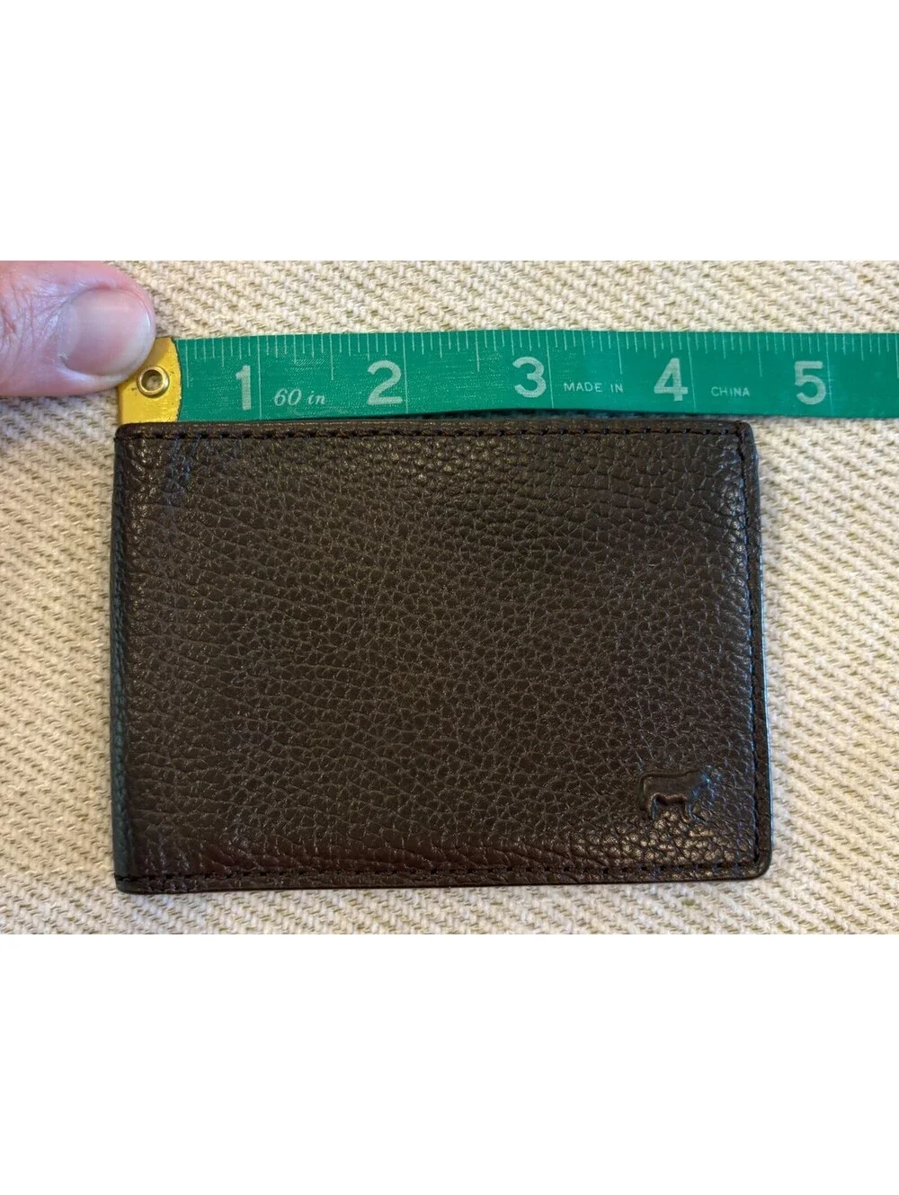 Will Leather Goods Mens Brown Pebble Grain Leather Bifold Wallet Mesh ID Window